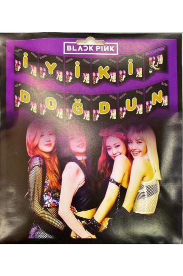 Happyland Blackpink Temalı Doğum Günü Süsü Zikzak Banner Black Pink Iyi Ki Doğdun Banner