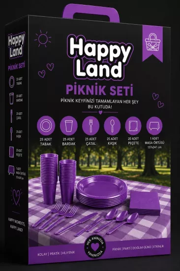 Mor Plastik Piknik Seti 25 Kışilik