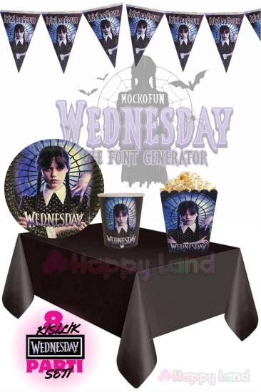 Happyland Wednesday Addams 8 Kişilik Eko Set Doğum Günü Seti Wednesday Parti Malzemeleri Seti