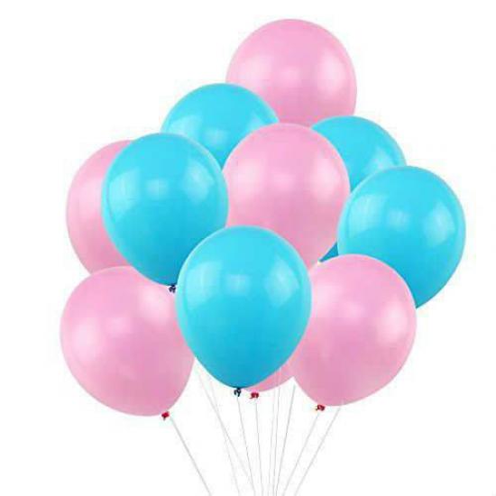 50 Adet Metalik Sedefli Kaliteli Balon - 25 Pembe 25 Mavi