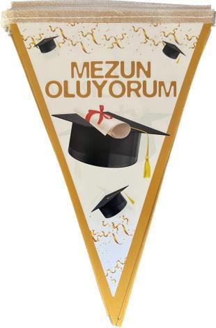 Happyland Mezuniyet Konsept Mezun oluyorum üçgen flama banner yazı