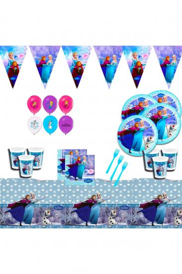Happyland Frozen Karlar Ülkesi Elsa 24 Kişilik Mavi Doğum Günü Parti Malzemeleri Seti
