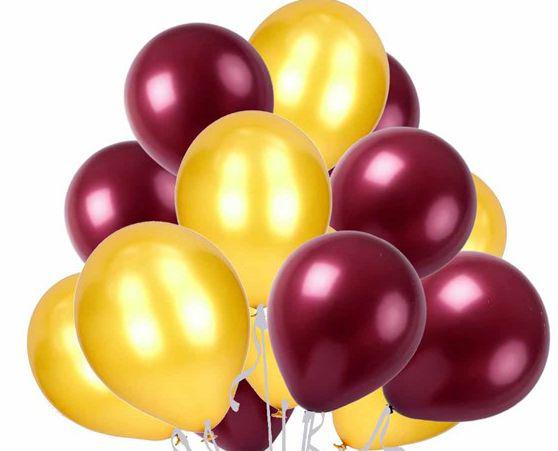 50 Adet Metalik Sedefli Kaliteli Balon 25 Bordo 25 Gold