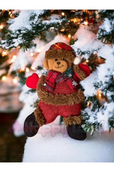 Happyland Yılbaşı Noel Ayıcık Asma Süs Yılbaşı Ağacı Süsü Noel Ayıcık Yeni Yıl Dekor