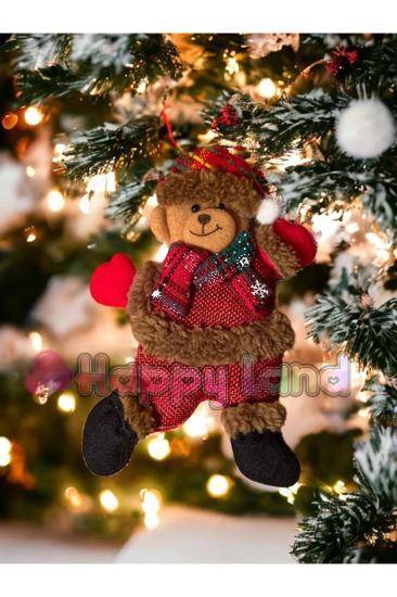 Happyland Yılbaşı Noel Ayıcık Asma Süs Yılbaşı Ağacı Süsü Noel Ayıcık Yeni Yıl Dekor