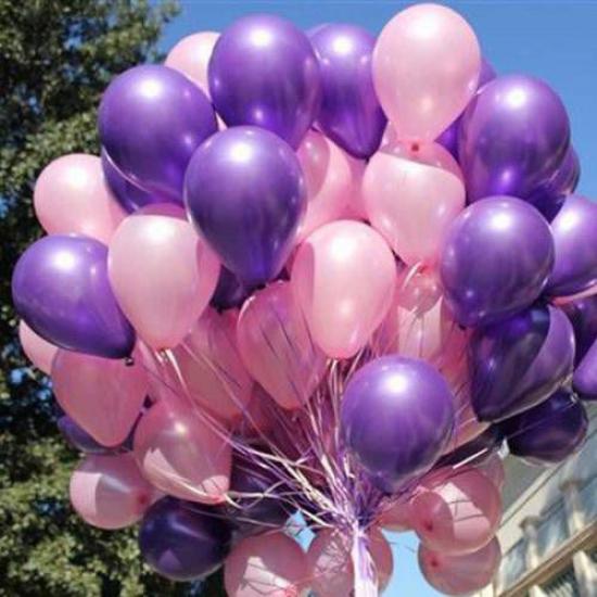 50 Adet Metalik Sedefli Kaliteli Balon ( PEMBE MOR )