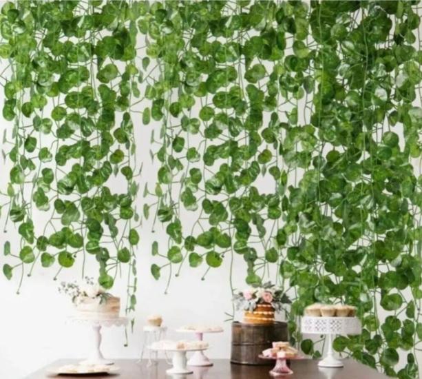 Happyland Sarmaşık Yapay Çiçek Yeşil 12’li 2 M Yapay Sarmaşık Bahçe Ev Balkon Dekor