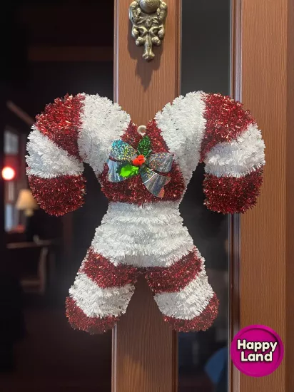 Happyland Yılbaşı Süsü Baston Şekerli Model 35 CM Baston Duvar Kapı Ağac Süsü HPY10