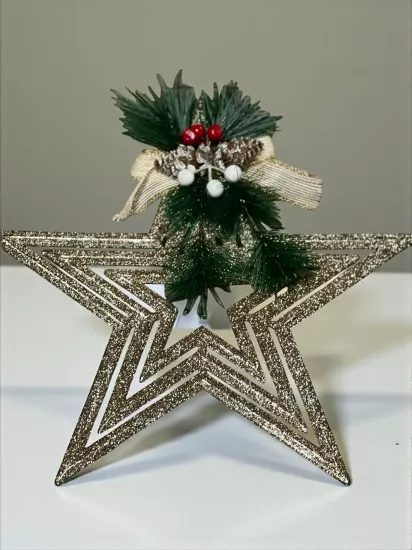 Happyland Yılbaşı Ağacı Süsü Gold Dev Boy Tepe Yıldızı Süslü Model 30 cm HPY26051