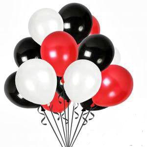 90 Adet Metalik Sedefli Kaliteli Balon 30 Beyaz 30 Siyah 30 Kırmızı