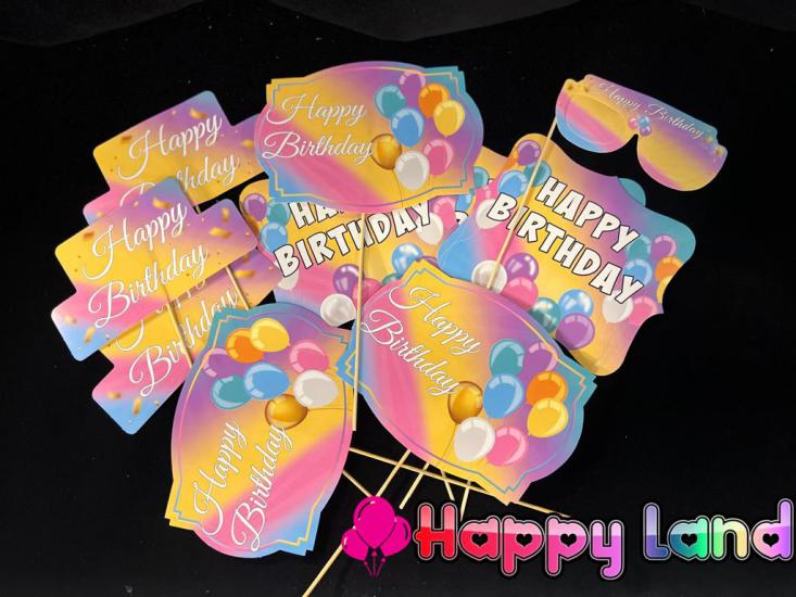 Happyland Doğum Günü Partisi 10’lu Konuşma Kartı Seti Makaron Pastel Renkler
