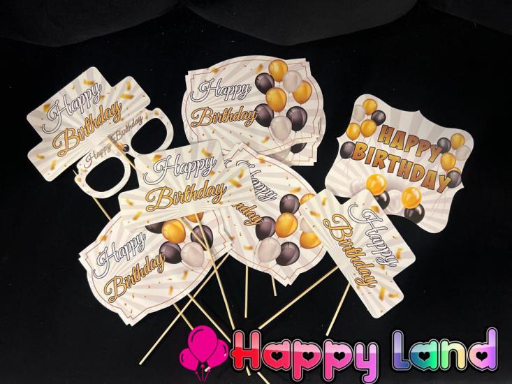 Happyland Doğum Günü Partisi 10’lu Konuşma Kartı Seti  Happy Birthday Set
