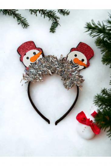 Happyland Yılbaşı Tacı Kardanadam Figürlü Püsküllü Taç Yeni Yıl Taç Parti Tacı Noel Taç