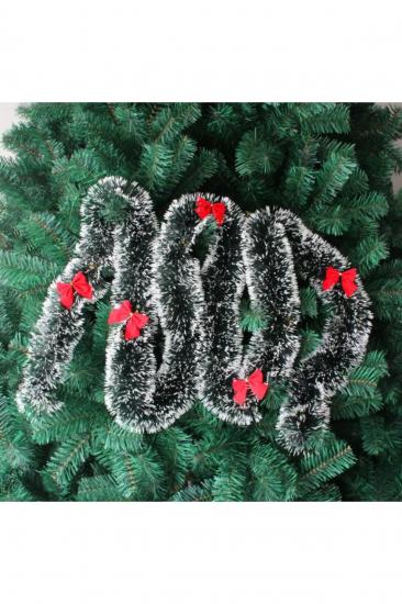 Happyland Yılbaşı 160 cm Tinsel Garland Yılbaşı Ağacı Süsü Beyaz Koyu Yeşil Kamışı