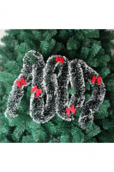 Happyland Yılbaşı 200 cm Tinsel Garland Yılbaşı Ağacı Süsü Beyaz Koyu Yeşil Kamışı