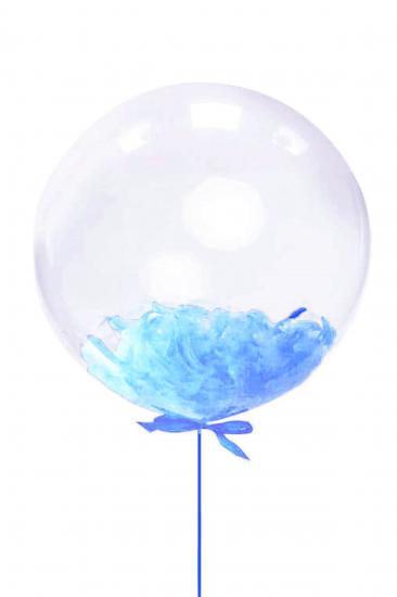 Mavi Tüylü Şeffaf Balon 24 İnch