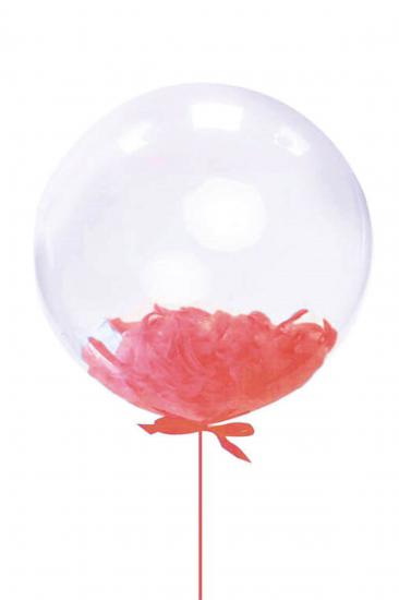 24 inch Kırmızı Tüylü Şeffaf Balon
