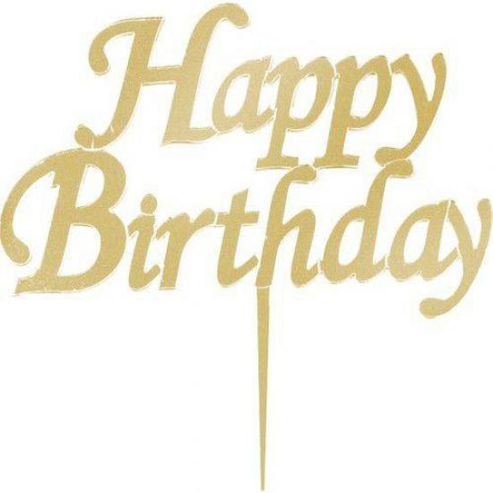 Happy Birthday Gold Pasta Üstü Pleksi