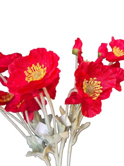 Yapay Çiçek 5’li Gelincik Dalı Kırmızı Renk 60 cm Gelincik HPY-26132 