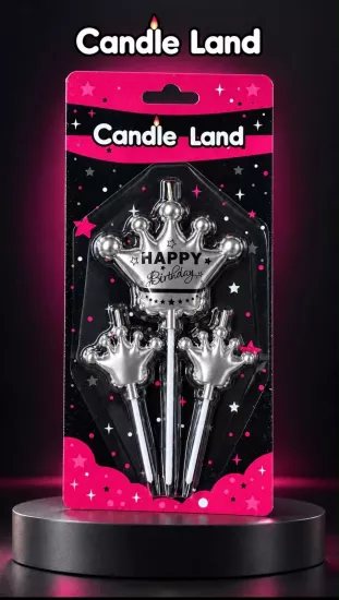 Candle Land 3’lü Taç Figürlü Pasta Mumu