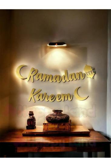 HappylandRamazan Ayı Ramadan Kareem Yazılı Kaligrafi Banner Gold Renkli 200x20 Cm Ramazan Bayramı