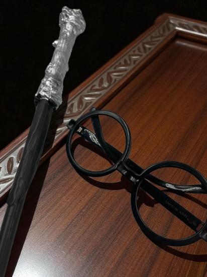  Happyland Harry Potter Asa Gözlük Seti Asa 45cm&Siyah Çerçeveli Camsız  Harry Potter Gözlüğü Seti 