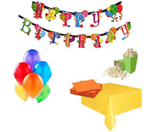 Happyland Rengarenk Doğum Günü Parti Paketi Ekonomik Set Renkli Happy Birthday Yazılı Set