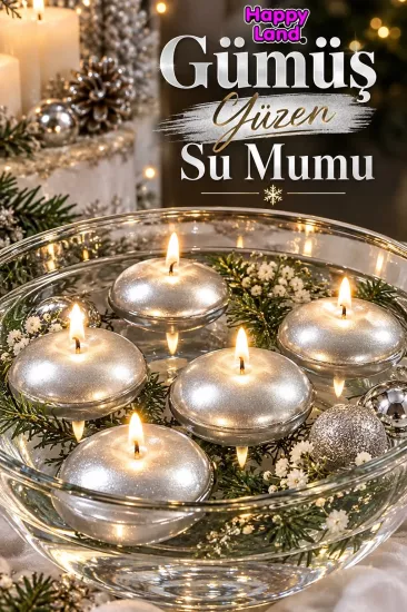 Mum Yüzen Su Mumu Gümüş 6’lı Paket C45 Dekoratif Su Üstü Mum Seti