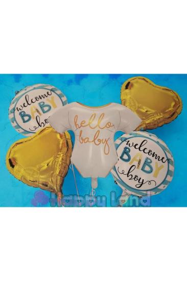 Happyland Hoşgeldin Bebek Mavi Renk 5’li Folyo Balon Seti Baby Shower Parti Balon Seti