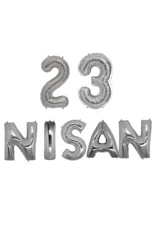 Happyland 23 Nisan Süsleri 23 Nisan Harf Folyo Balon Seti gümüş renk