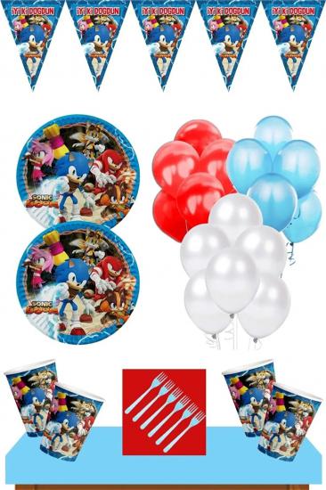 Happyland Sonic Boom Parti Malzemeleri 24 Kişilik Sonic Boom Doğum Günü Süsleri Seti Ekonomik Mavi