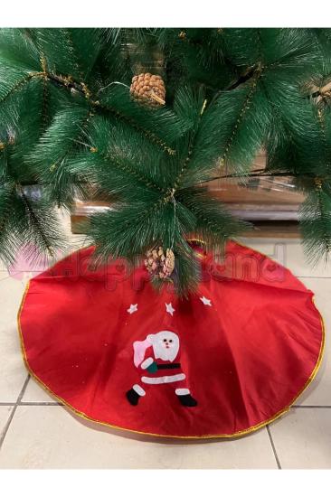 Happyland Yılbaşı Noel Baba Desenli Çam Ağacı Ağaç Altı Örtüsü Kırmızı Renk