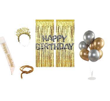 Happyland Yetişkin Partisi Gold Taçlı Kuşaklı Doğum Günü Partisi Kutlama Seti