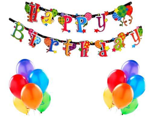 Happyland Renkli Happy Birthday Seti Doğum Günü Kutlama Seti Balon + Açılır Yazı Rengarenk 2’li Set