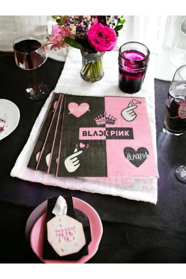 Happyland Black Pink Peçete Black Doğum Günü Peçetesi 16 ’lı Parti Peçetesi Pembe Siyah
