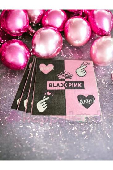 Happyland Black Pink Peçete Black Doğum Günü Peçetesi 16 ’lı Parti Peçetesi Pembe Siyah