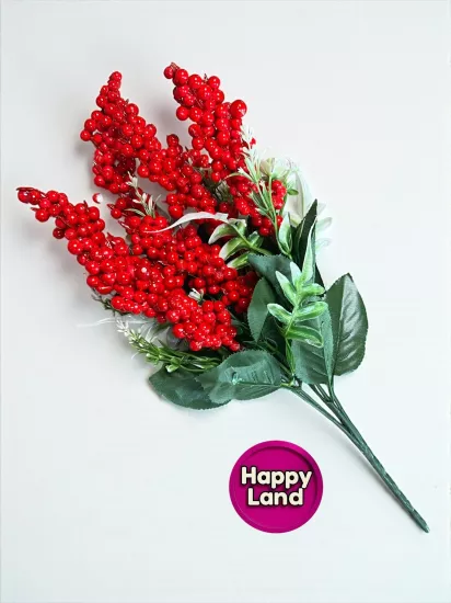 Happyland Yılbaşı 5 Dallı Kokina Berry Kiraz Dalı Yılbaşı Çiçeği Süsü 1 Adet