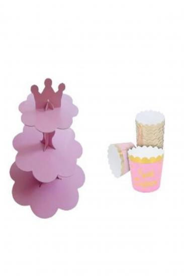 Happyland Pembe Kek Standı +pembe Iyiki Doğdun Kek Kapsülü 2’li Set