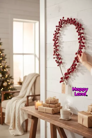 Happyland Yılbaşı Süsü Narlı Garland Ssüs 170 cm Yılbaşı Kapı Duvar Şömine Dekor Garland HPY26075