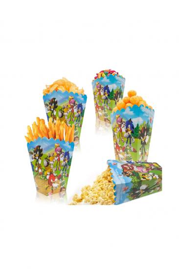 Happyland Sonic Temalı Doğum Günü Süsü Cips Kutusu Sonic Mısır Kutusu Popcorn Box 8’li