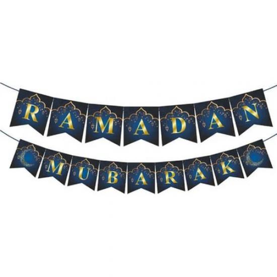 Happyland Ramazan Temalı Ramadan Mubarak Yazılı Altın Yaldızlı Renk Kağıt Asma Süsü 250 cm