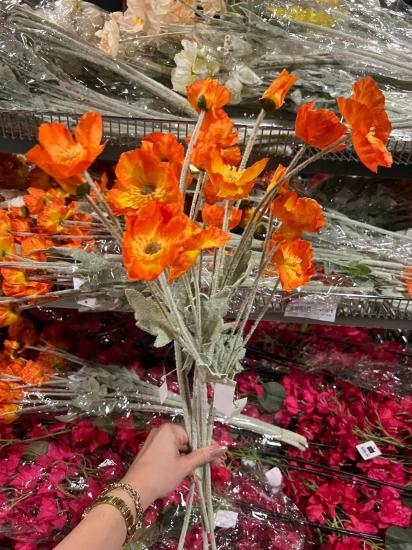 Happyland Yapay Çiçek 3’lü Gelincik Dalı Turuncu Renk 60 cm Gelincik HPY-26132