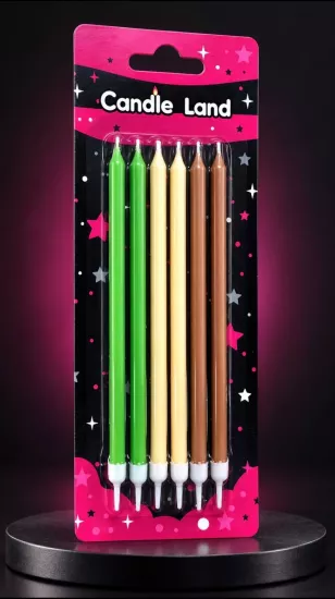 Candle Land 6’lı Renkli Çubuk Pasta Mumu