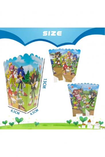 Happyland Sonic Temalı Doğum Günü Süsü Cips Kutusu Sonic Mısır Kutusu Popcorn Box 8’li