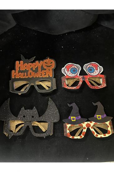 Happyland Halloween Ahşap 4’lü Parti Gözlüğü Camsız Model 4 adet Cadılar Bayramı Gözlükleri