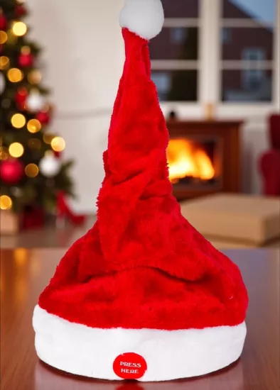 Happyland Yılbaşı Şapkası Hareketli Müzkli Noel Baba Şapkası 38 cm HAPPY20251M