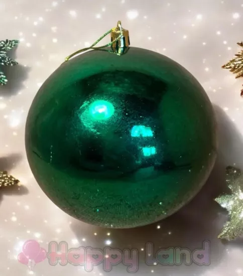 Happyland Yılbaşı Ağacı Süsü Büyük Boy 12 Cm Yılbaşı Topu Yeşil Renk Parlak 1 Adet Yılbaşı Topu
