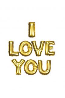 I Love You Altın Harf Folyo Balon Set 40cm