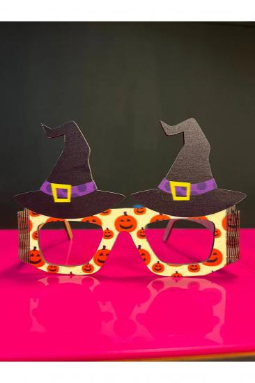 Happyland Halloween Cadı Şapkası Model Ahşap Parti Gözlüğü Cadılar Bayramı Gözlüğü