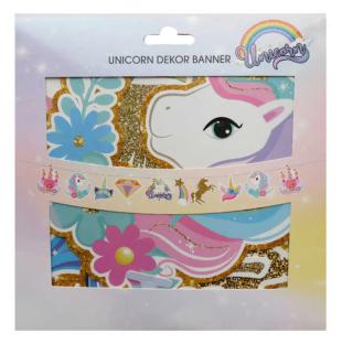 Happyland Unicorn Tek Boynuzlu At Dekoratif Banner Pembe İpli Dekor Banner Unicorn